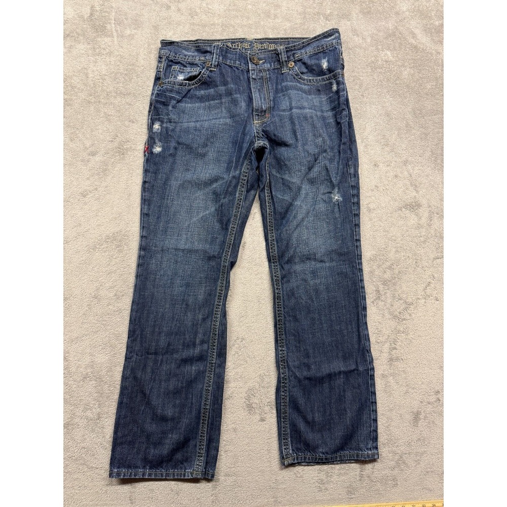 Archaic Denim Jeans Mens Measured 40x33 Blue Studs Embroidered Affliction Style‎